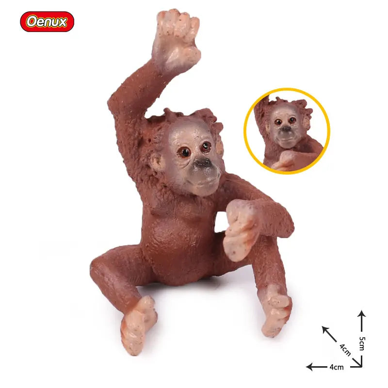 Oenux Simulation Wild Animal Chimpanzee Orangutan Gorilla Tree Sloth Monkey Model Action Figures Garden Miniature Decoration Toy