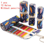 12/24/36/48/72 Hole Colorful Cloth Pencil Case Stationery Cosmetic Pencil Storage Bag Pencil roll School Supplies 050045