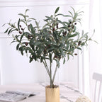 1PC Artificial Olive Green Leaves Tree Branches Christmas Fruit Fake Plants Photo Props Home Wedding Decortion Silk Flowers