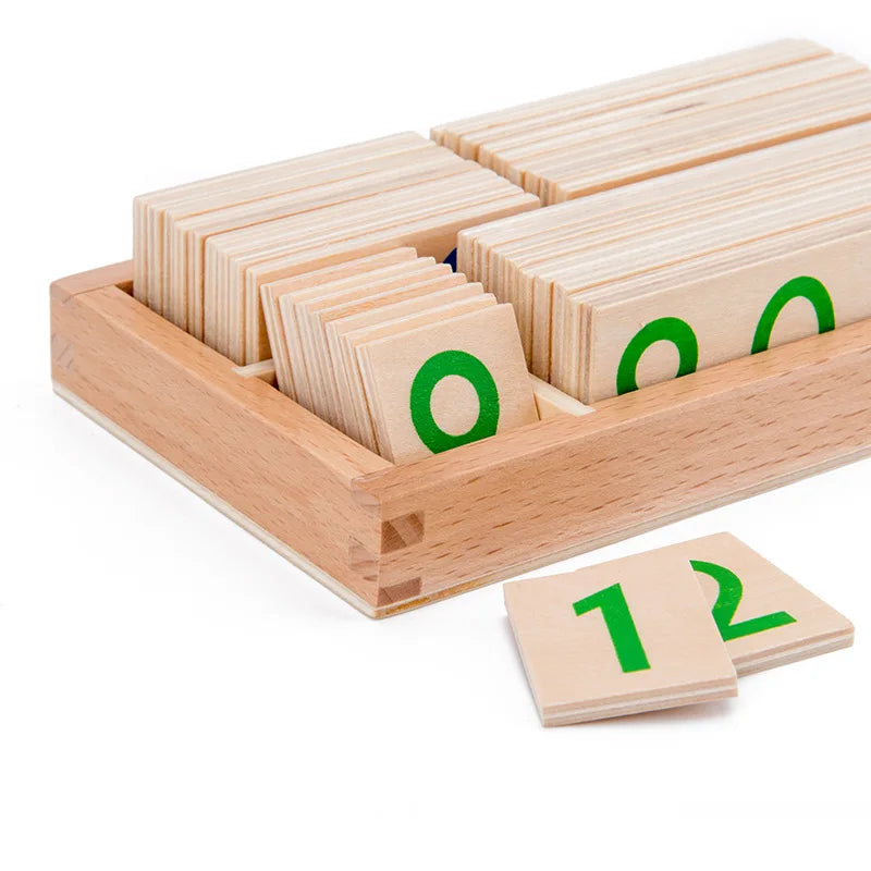 Wooden Numbers Cards Montessori Math Learning Teaching Aid for Kids