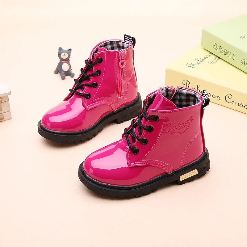 Kids Waterproof Snow Boots Plush Winter Shoes for Boys Girls