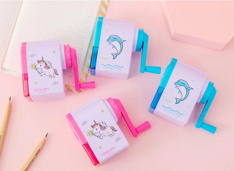Lytwtw's Cute Unicorn Dolphin Mechanical Sharpener For Pencil School Office Supplies Creative Stationery Back To School