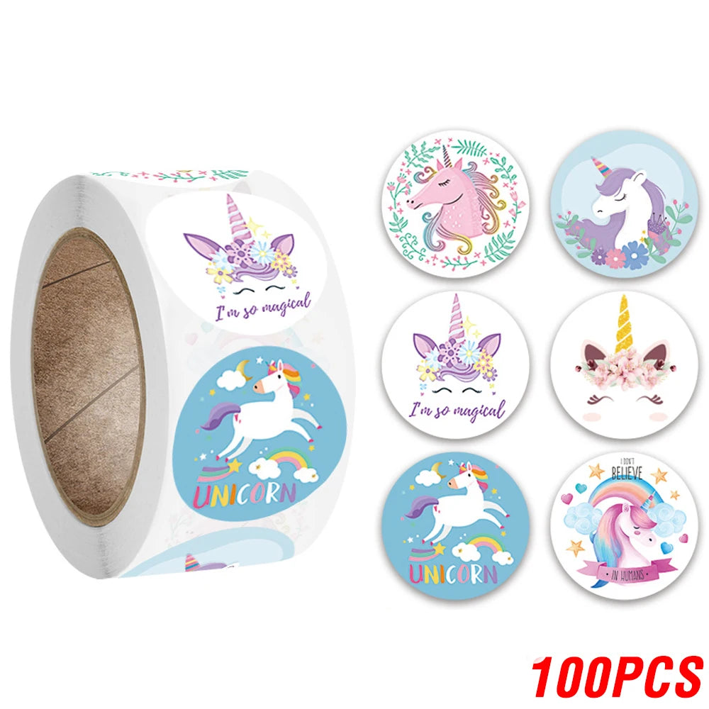 Cute Cartoon Animal Unicorn Sticker Kids Reward Sticker Gift Decoration Label Teacher Encouragement Student Stationery Stickers