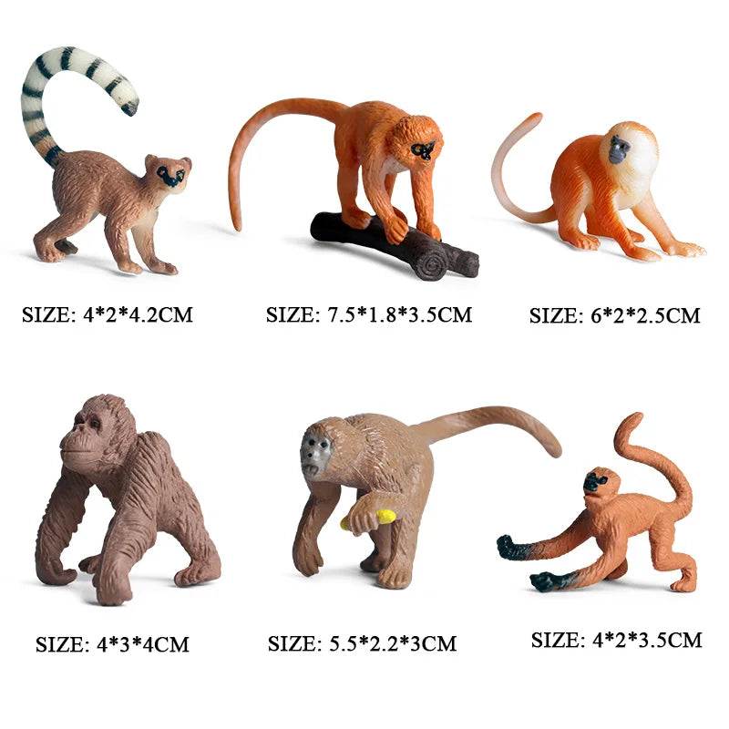 Oenux Simulation Wild Animal Chimpanzee Orangutan Gorilla Tree Sloth Monkey Model Action Figures Garden Miniature Decoration Toy