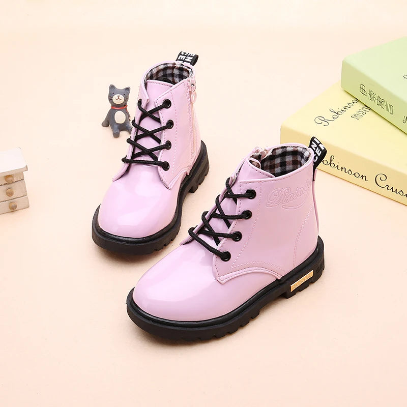 Kids Waterproof Snow Boots Plush Winter Shoes for Boys Girls