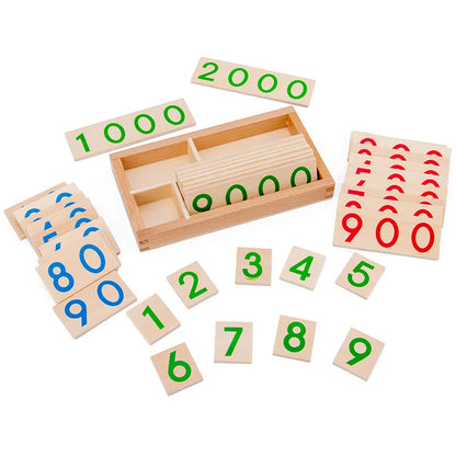 Wooden Numbers Cards Montessori Math Learning Teaching Aid for Kids