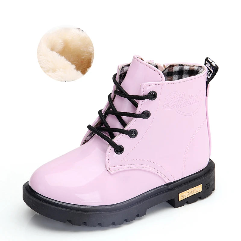 Kids Waterproof Snow Boots Plush Winter Shoes for Boys Girls