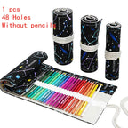 12/24/36/48/72 Hole Colorful Cloth Pencil Case Stationery Cosmetic Pencil Storage Bag Pencil roll School Supplies 050045