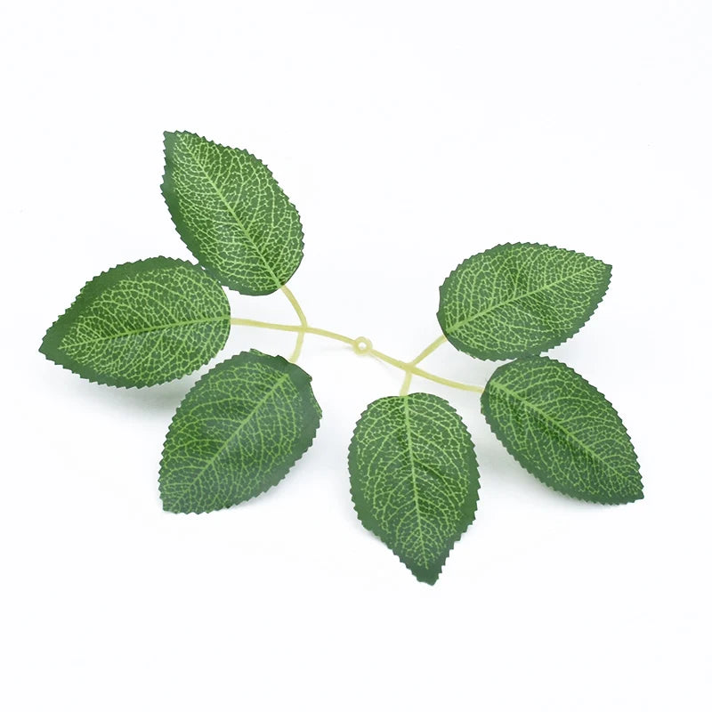 50/100pcs Artificial Plant Rose Leaves Christmas Home Outdoor UV protection Garden Wall Wedding Bridal Bouquet Diy Decorative