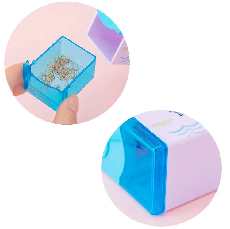 Lytwtw's Cute Unicorn Dolphin Mechanical Sharpener For Pencil School Office Supplies Creative Stationery Back To School