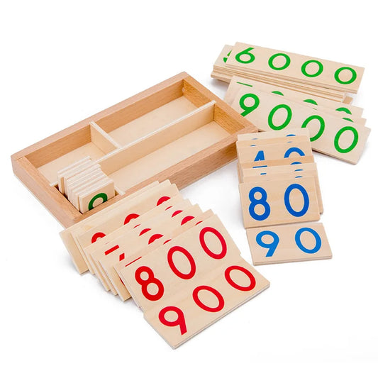 Wooden Numbers Cards Montessori Math Learning Teaching Aid for Kids