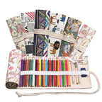 12/24/36/48/72 Hole Colorful Cloth Pencil Case Stationery Cosmetic Pencil Storage Bag Pencil roll School Supplies 050045