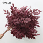 HMEOT Artificial Green Plants Grass Silk Trumpet Leaf Fake Flower Wedding Floral Row Accessories Vase Home Decor Greenery H6969