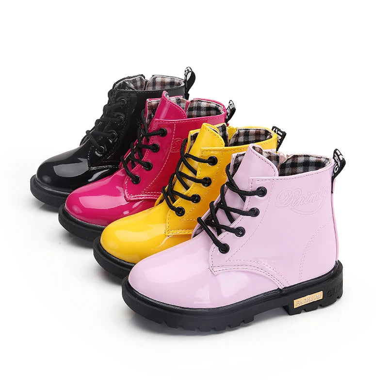 Kids Waterproof Snow Boots Plush Winter Shoes for Boys Girls