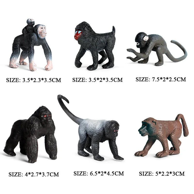 Oenux Simulation Wild Animal Chimpanzee Orangutan Gorilla Tree Sloth Monkey Model Action Figures Garden Miniature Decoration Toy