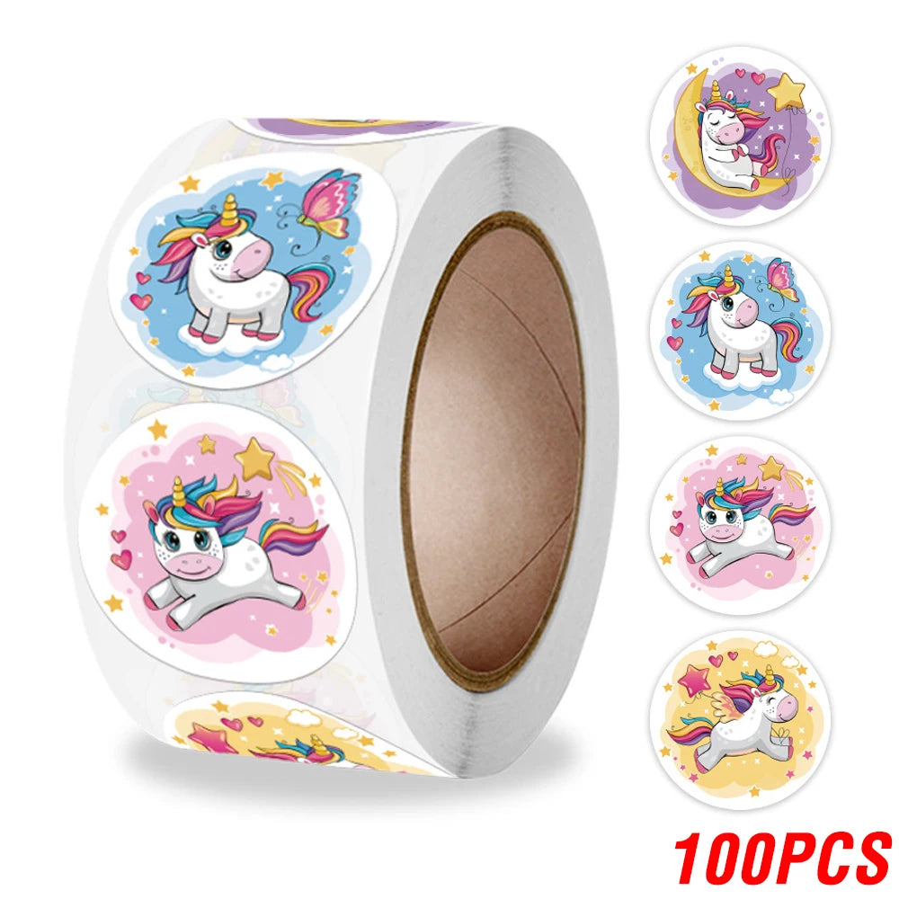 Cute Cartoon Animal Unicorn Sticker Kids Reward Sticker Gift Decoration Label Teacher Encouragement Student Stationery Stickers