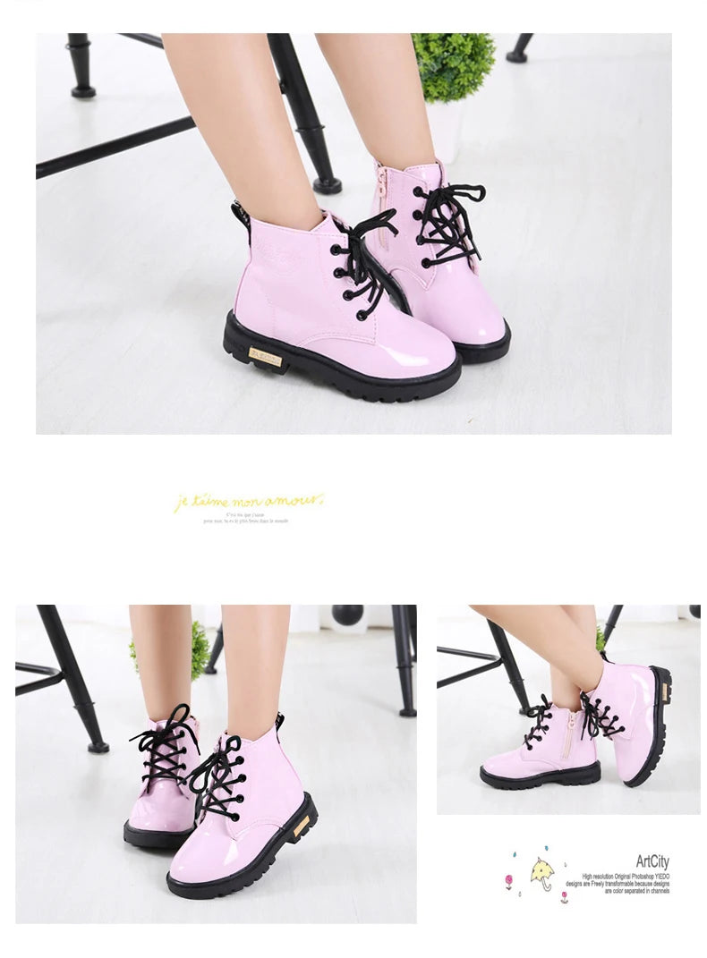 Kids Waterproof Snow Boots Plush Winter Shoes for Boys Girls