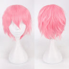 Men Women Synthetic Anime Cosplay Wigs Short Straight Hair Heat Resistance Multicolour Red White Pink Gray Brown