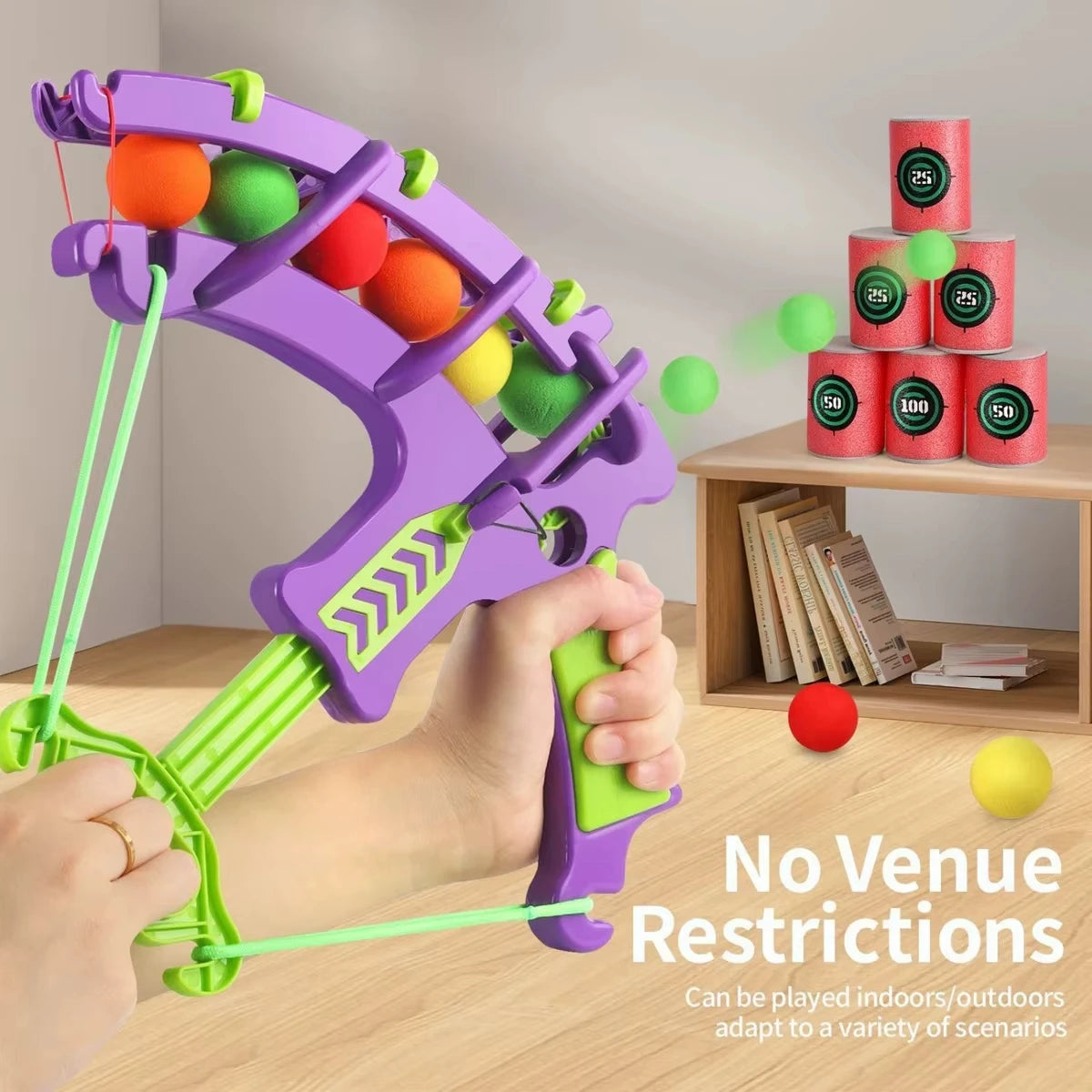 Slingshot Target Sticky Ball Dartboard Bow Arrow Set Montessori Educational Toy Throw Sport Outdoor Fidget Game