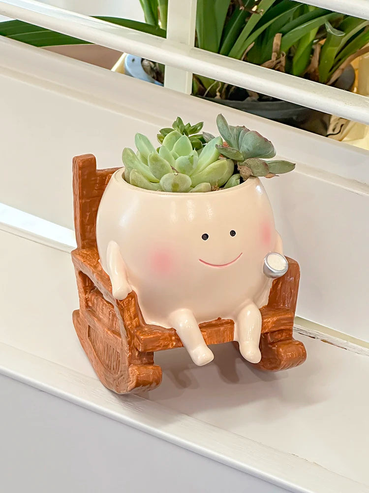 Smiling Face Swing Flower Pot for Succulents & Small Plants