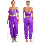 Festival Arabian Princess Costumes Indian Dance Embroider Bollywood Jasmines Costume Party Halloween Cosplay Jasmines Outfit