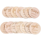 Wooden Wood Chip Month Souvenir Card Baby Growth Milestone Double Sided Laser Engraved Wooden Chip Newborn Photography Props