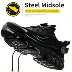 Indestructible Steel Toe Work Shoes for Men Women Rotating Button Safety Shoes Lightweight Construction Work Safety Shoes