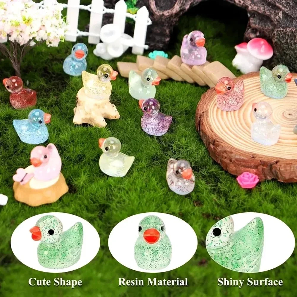 ~Glitter Miniature Resin Duck Mini Tiny Ducks for DIY Garden Micro Landscape Aquarium Potted Dollhouse Decoration Decor