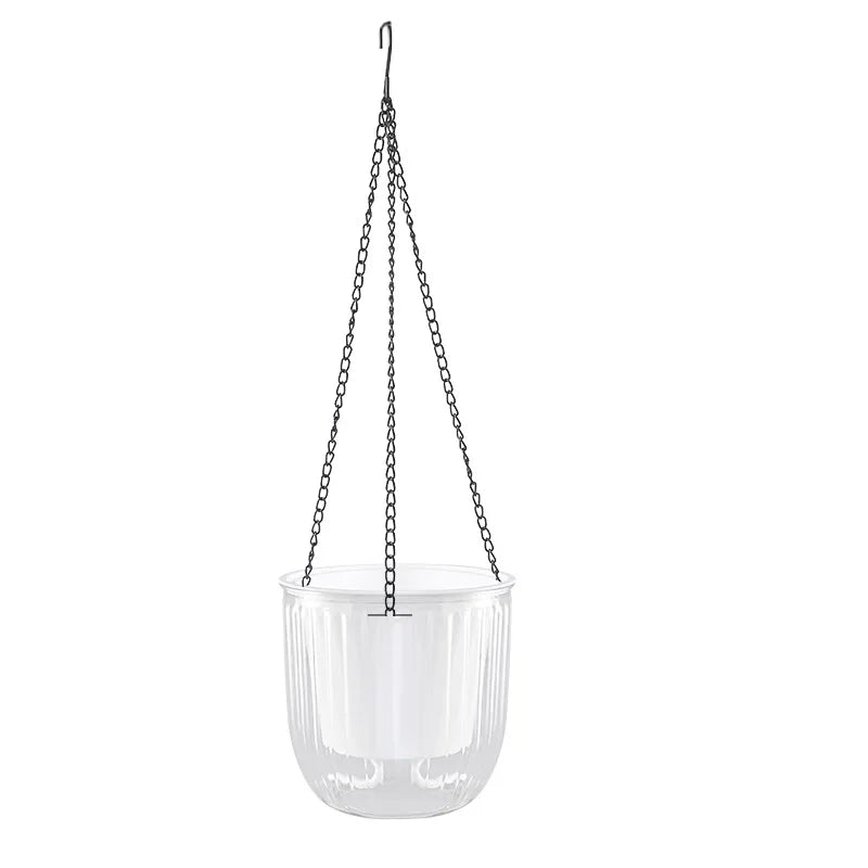Transparent Hanging Basket Flower Pot for Lazy PeopleinsWind Self-priming Hydroponic Resin Large Diameter Fall-resistant Sunproo