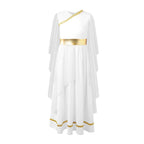 Girls Athena Costume Greek Princess Dress Ancient Greece Roman Toga with Laurel Headwear Halloween Carnival Cosplay Outfits Sets