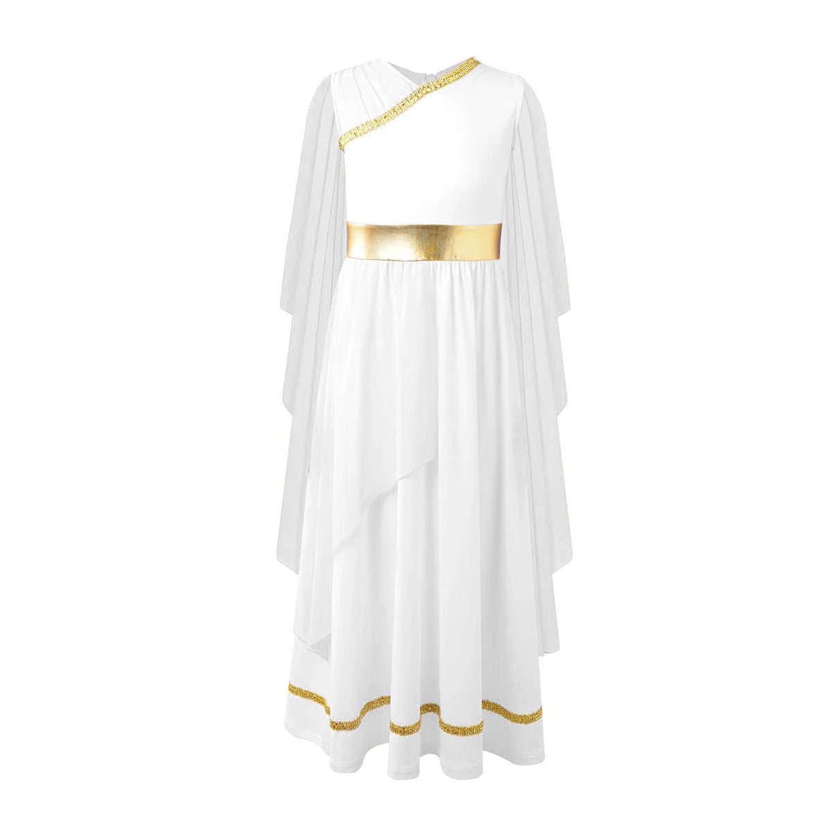 Girls Athena Costume Greek Princess Dress Ancient Greece Roman Toga with Laurel Headwear Halloween Carnival Cosplay Outfits Sets