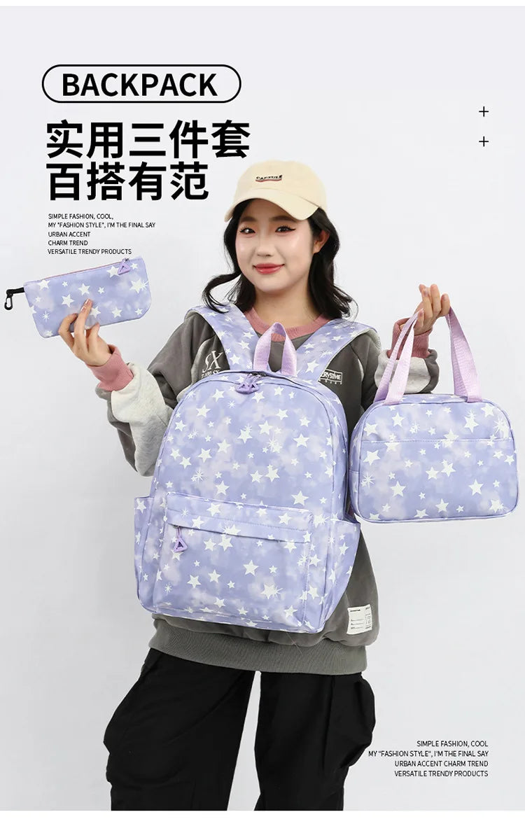 3Pcs/Set KPop Demon Hunter School Bags Girls Teens Rumi Mira Zoey Youth School Backpack Travel School Students Laptop Backpack