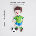 Football Boy Cake Topper Soccer Player Doll Decor for Birthday Party Sports Theme Childrens Celebration Supplies Cupcake Decor