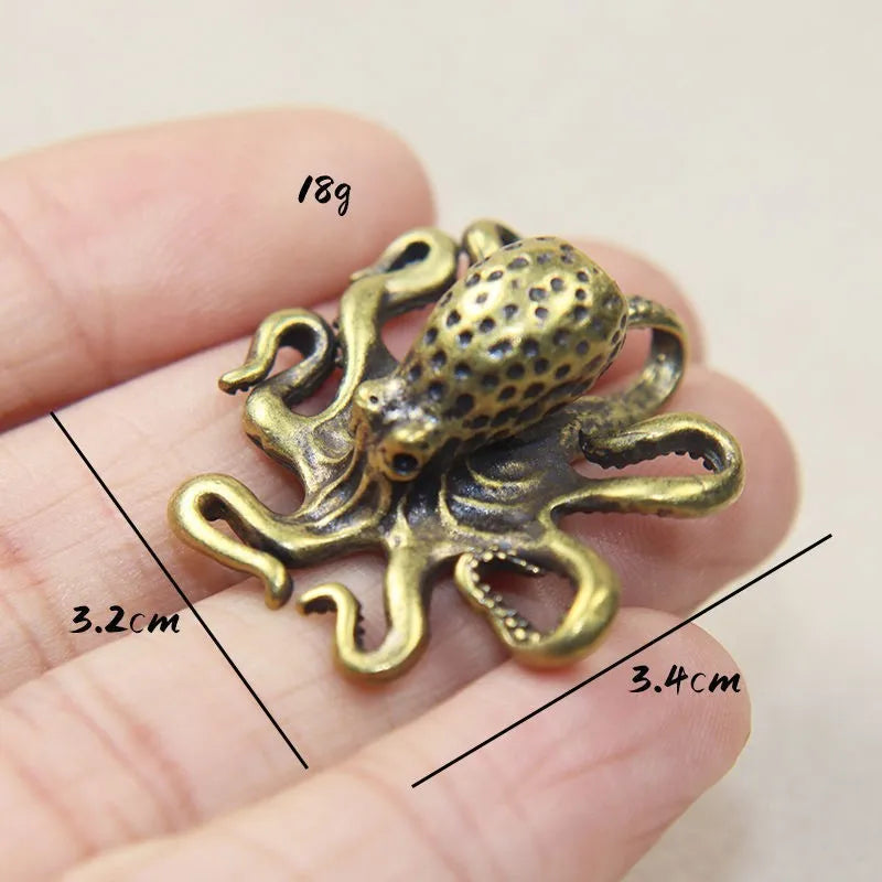 Brass Retro Octopus Cuttlefish Creative Marine Organism Office Desktop Ornament Accessories Small Tea Pet Souvenir Gifts