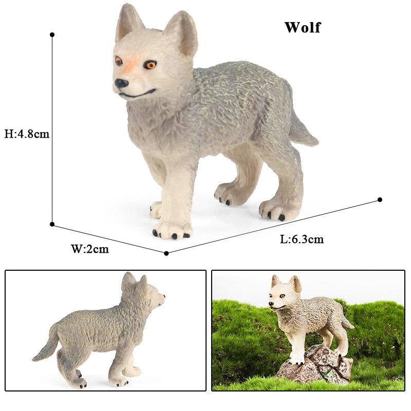 Oenux Wild Beast Animals Small Gray Wolf Maned Wolf Baby Wolves Simulation Model Action Figures Collection PVC Gift Kid Toy Gift