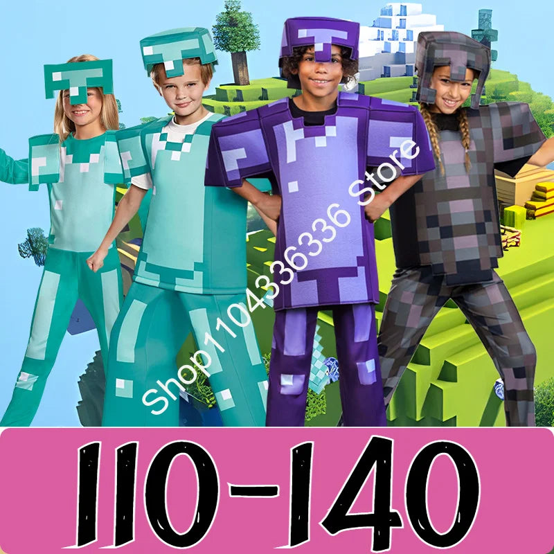 Halloween Cosplay Costume Deluxe My World Minecraftinglys Sets Diamond Armor Series Costumes For Cosplay Games Toy Gifts 110-140
