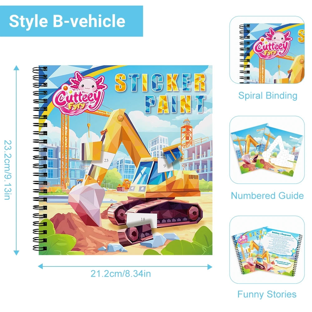 1/2PCS CutteeyFyry Sticker Book By Number Unicorn Stickers Paint Book For Kids Paint by Number Sticker Book Keep Kids Busy