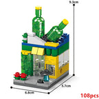 Mini ABS Self-Locking Bricks Street View Blocks Panda Coffee Ice Cream Flower Shop DIY Toy for Kids Girls Birthday Gift