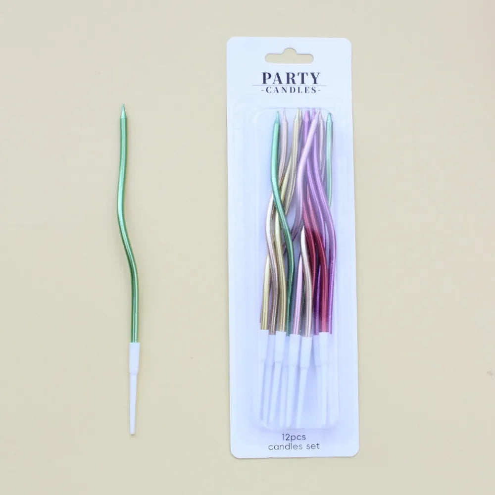 6/12/48pcs/1case Birthday Candles Spiral Cake Candles  Long Thin Cake Candles For Wedding Party And Cake Decoration