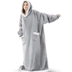 150cm Super Long Flannel Blanket Cold-proof Nightgown Pyjamas Sleeves Winter Hoodies Sweatshirt Women Men Pullover Fleece Giant