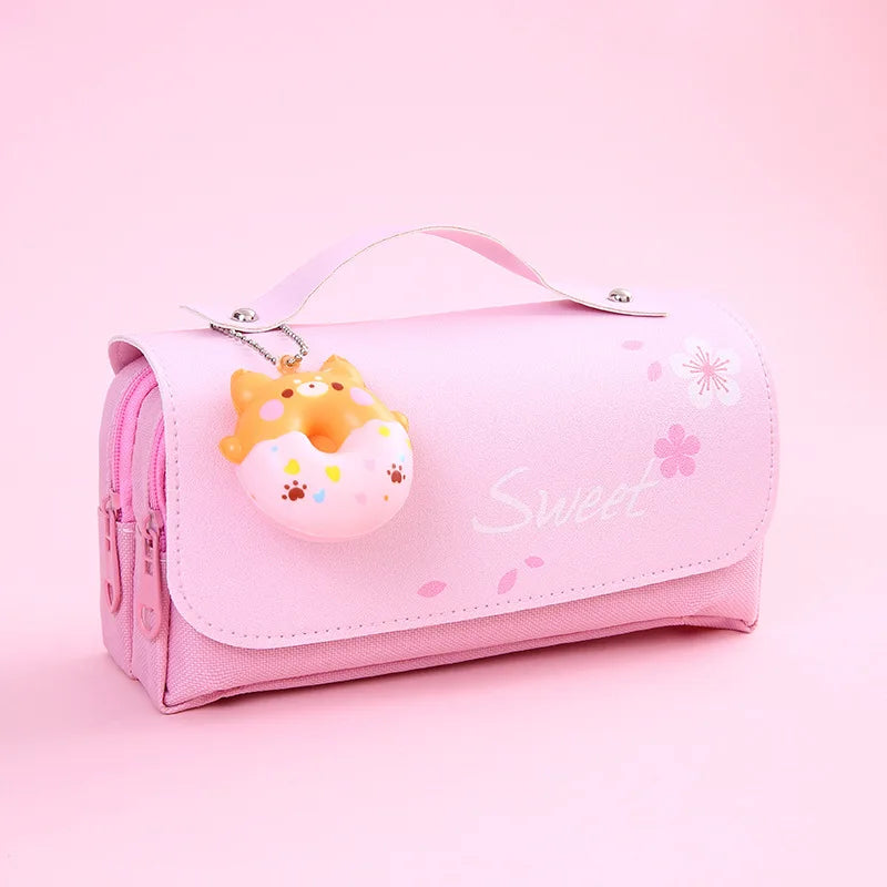 Cute Decompression Pencil Case Large Capacity Storage Bag Back to School Supplies Kawaii Korean Stationery Pen Cases