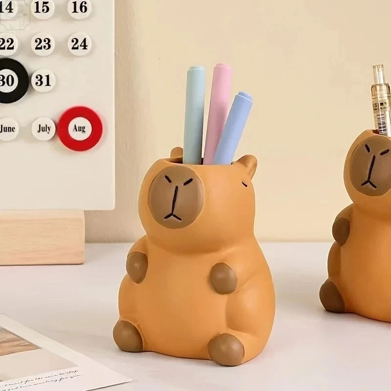 Cute Capybara Shaped Pen Holder Multifunctional Makeup Brush Organizer Desktop Storage Office Home Desk Decor Holiday Gift