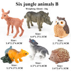 Oenux Mini Wild Forest Animals Insect Dinosaur Model Owl Fox Squirrel Hedgehog Fox Frog Figurines Cake Toppers Kid Toy Gift