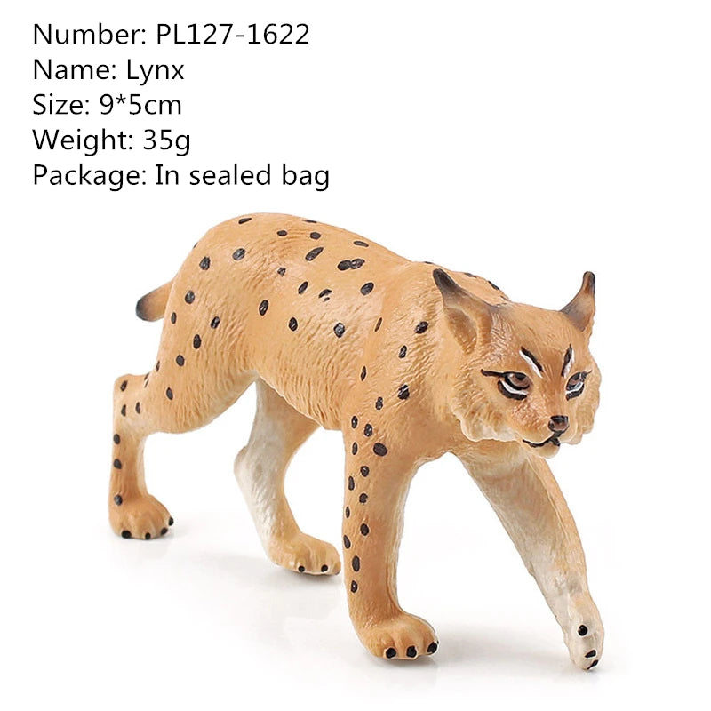Realistic Simulated Forest Animal Lynx Model Solid Simulation Bobcat Wild Fox Model Action Figures Toys For Christmas Gifts