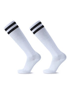 White Black Stripes Football Soccer Socks For Men Teenages Kids Boys Over the Calf Baseball Rugby Athletic Socks Women Girls