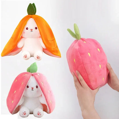 Cute Strawberry Carrot Rabbit Plush Toy – Soft Cuddly Bunny Doll