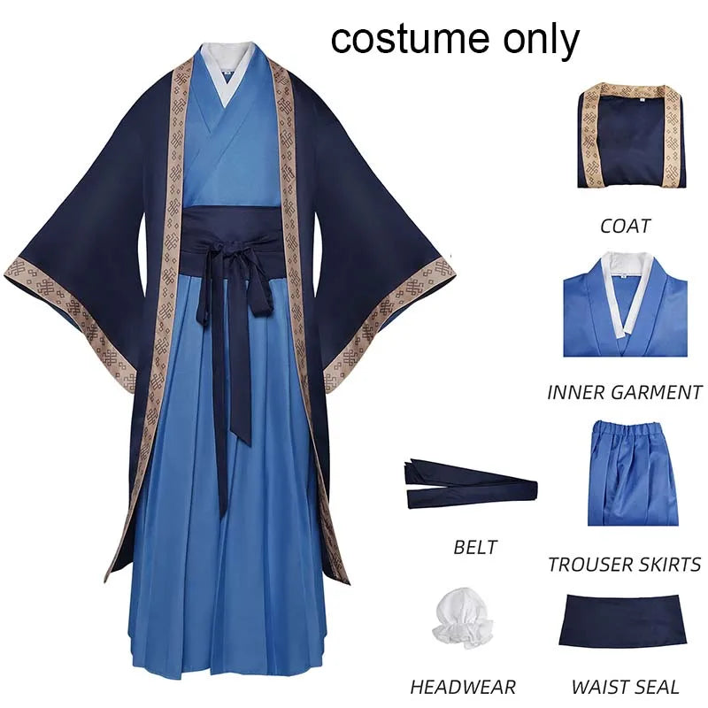 Jinshi Cosplay Costume Anime Apothecary Diarie Men Kimono Robe Suit with Headwear Kusuriya No Hitorigoto Outfits for Comic Con