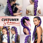 32" Extra-Long Synthetic Purple Braided Wig | Shimmering Metallic | Kids Christmas Costume Hairpiece - Rumi Collection