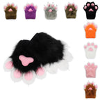 Furry Faux Fur Fox Cat Paws Gloves Animal Fursuit Mittens Halloween Christmas Cosplay Costume Props