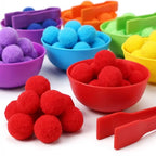 Kids Sorting Counting Toys Rainbow Color Classification Bowls Set